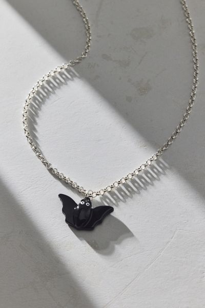 Urban Outfitters Enameled Bat Pendant Necklace In Black, Women's At  In Black