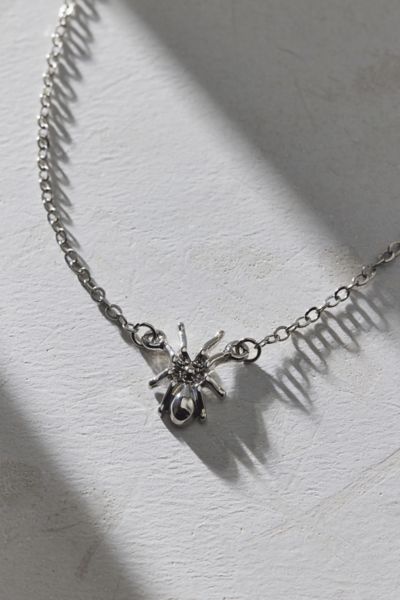 Urban Outfitters Delicate Spider Necklace In Silver, Women's At  In Metallic
