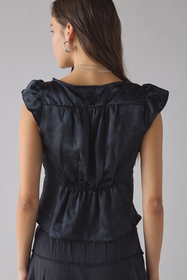 Haut Milkmaid en Satin à Garniture en Dentelle Lily de Kimchi Blue #3