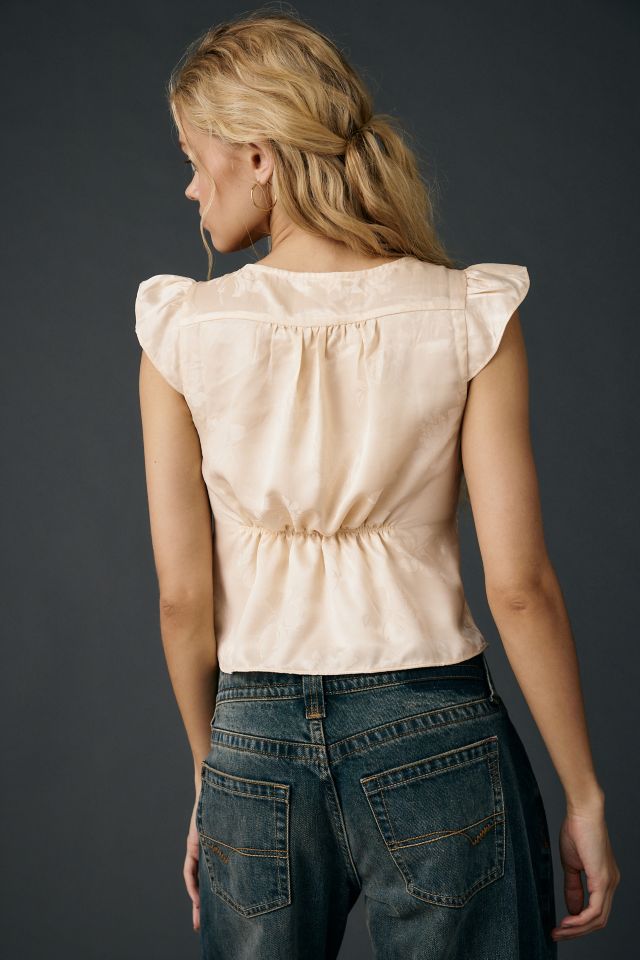 Kimchi Blue Lily Lace Trim Satin Milkmaid Top #1