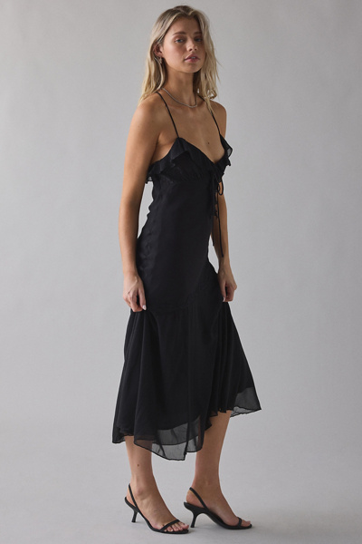 Kimchi Blue Lost Time Asymmetric Ruffle Slip Midi Dress