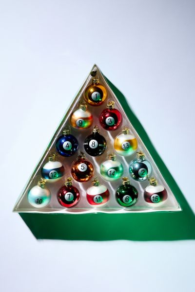 Pool Ball Glass Ornament Set