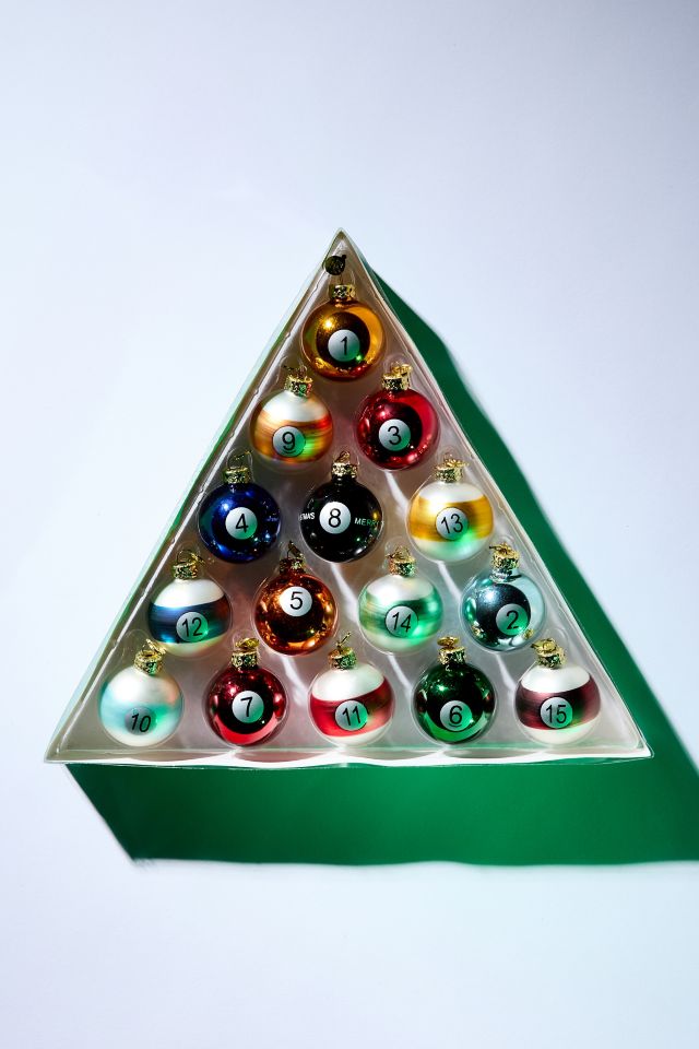 Pool Ball Glass Ornament Set #1