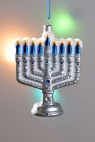 Noble Gems™ Glass New Hanukkah Menorah Ornament