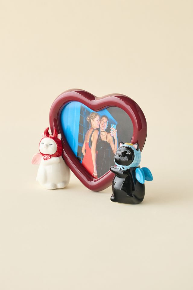 Cadre photo en forme de cœur Good Kitty/Bad Kitty 5" X 5" #1