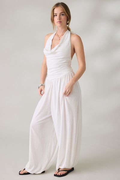 Out From Under Seaside Cotton Cowl Neck Halter Jumpsuit