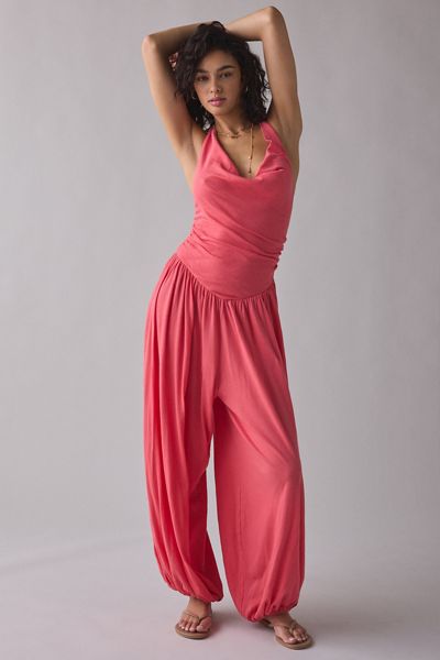 Out From Under Seaside Cotton Cowl Neck Halter Jumpsuit