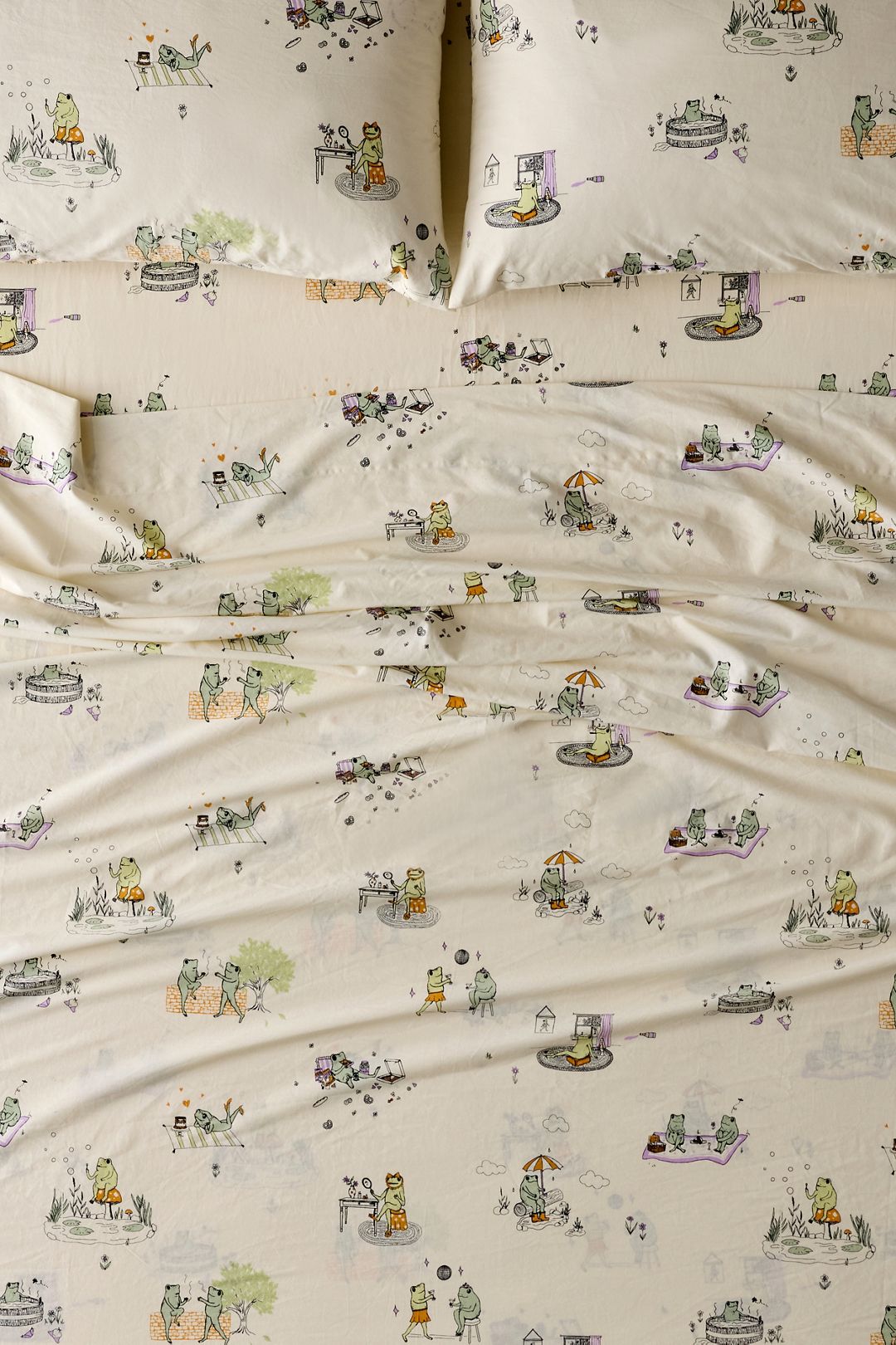 Silly Frogs Patterned Sheet Set - Yellow Multi, Regular, QUEEN