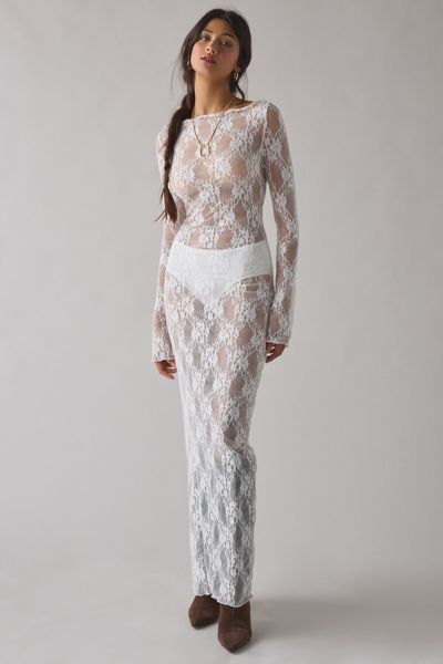 CAMPBELL&KRAMER X ReMADE By UO Demeter Sheer Lace Boatneck Maxi Dress