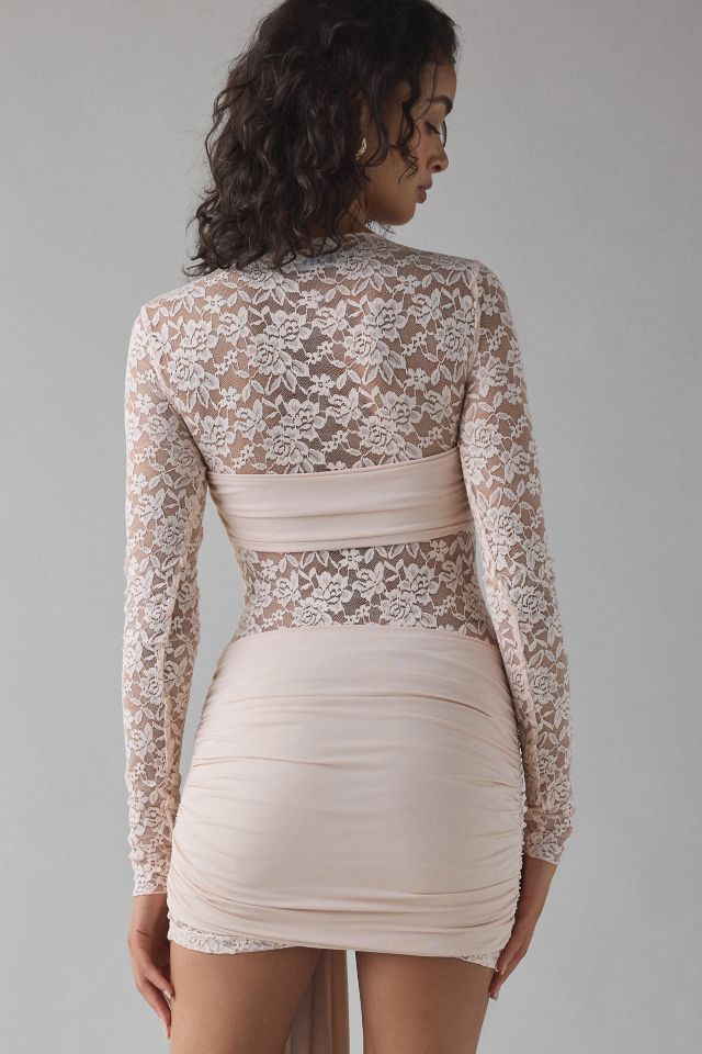 Lioness Midnight Sheer Lace Tie-Front Overlay Mini Dress #2