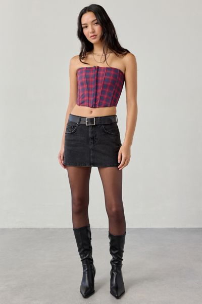 Bdg Onna 2.0 Denim Low-rise Micro Mini Skirt In Black, Women's At Urban Outfitters In Black