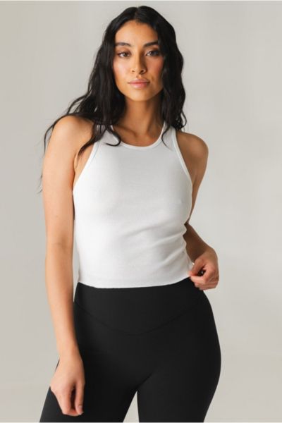 Vitality Basis Ribbed Tank Top In Snow, Women's At Urban Outfitters In White