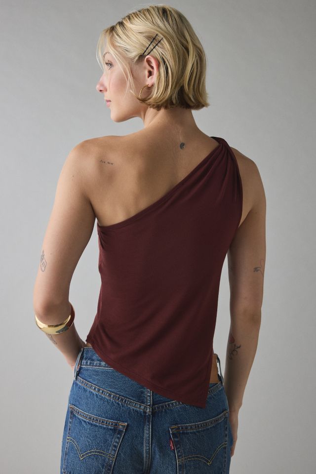 ReMADE By UO Remnants Jersey Knit Twisted One-Shoulder Asymmetrical Top #1