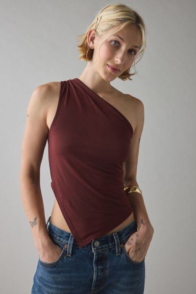 ReMADE By UO Remnants Jersey Knit Twisted One-Shoulder Asymmetrical Top