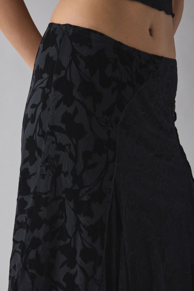 Kiss The Sky Marais Spliced Lace Hanky Hem Midi Skirt #1