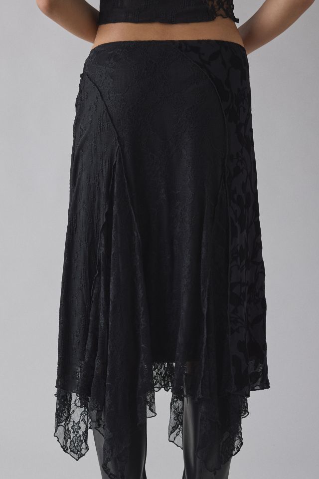 Kiss The Sky Marais Spliced Lace Hanky Hem Midi Skirt #3