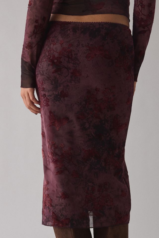 Kiss The Sky Reya Low-Rise Mesh Slip Midi Skirt #3