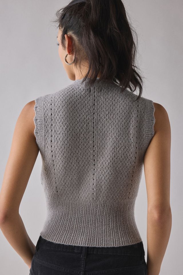 Kimchi Blue Posey Pointelle Knit Cropped Button-Up Sweater Vest #3