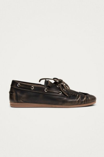 Alohas Rowan Boat Shoe In Dark Brown Brushed Leather, Women's At Urban Outfitters In Brown