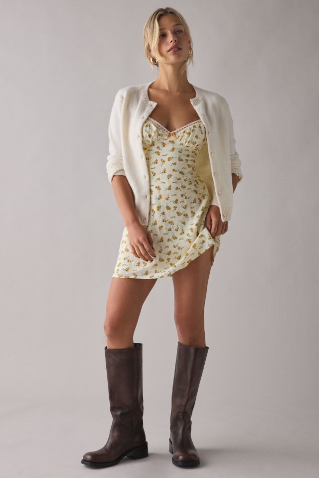 Kiss The Sky Piper Lace Trim Floral Slip Mini Dress #1