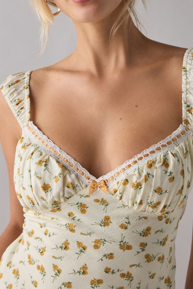 Kiss The Sky Piper Lace Trim Floral Slip Mini Dress #2