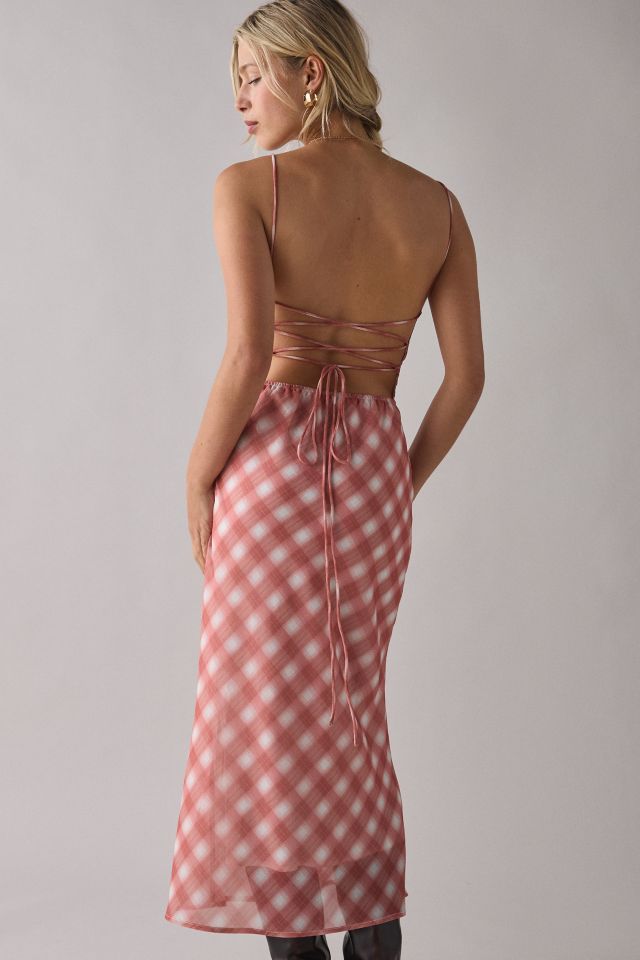 Kiss The Sky Mercer Plaid Tie-Back Maxi Dress #4