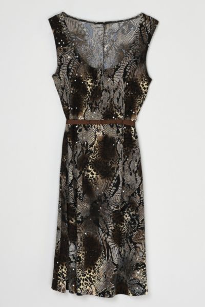 Vintage Y2k Sequined Animal Printed Midi Dress
