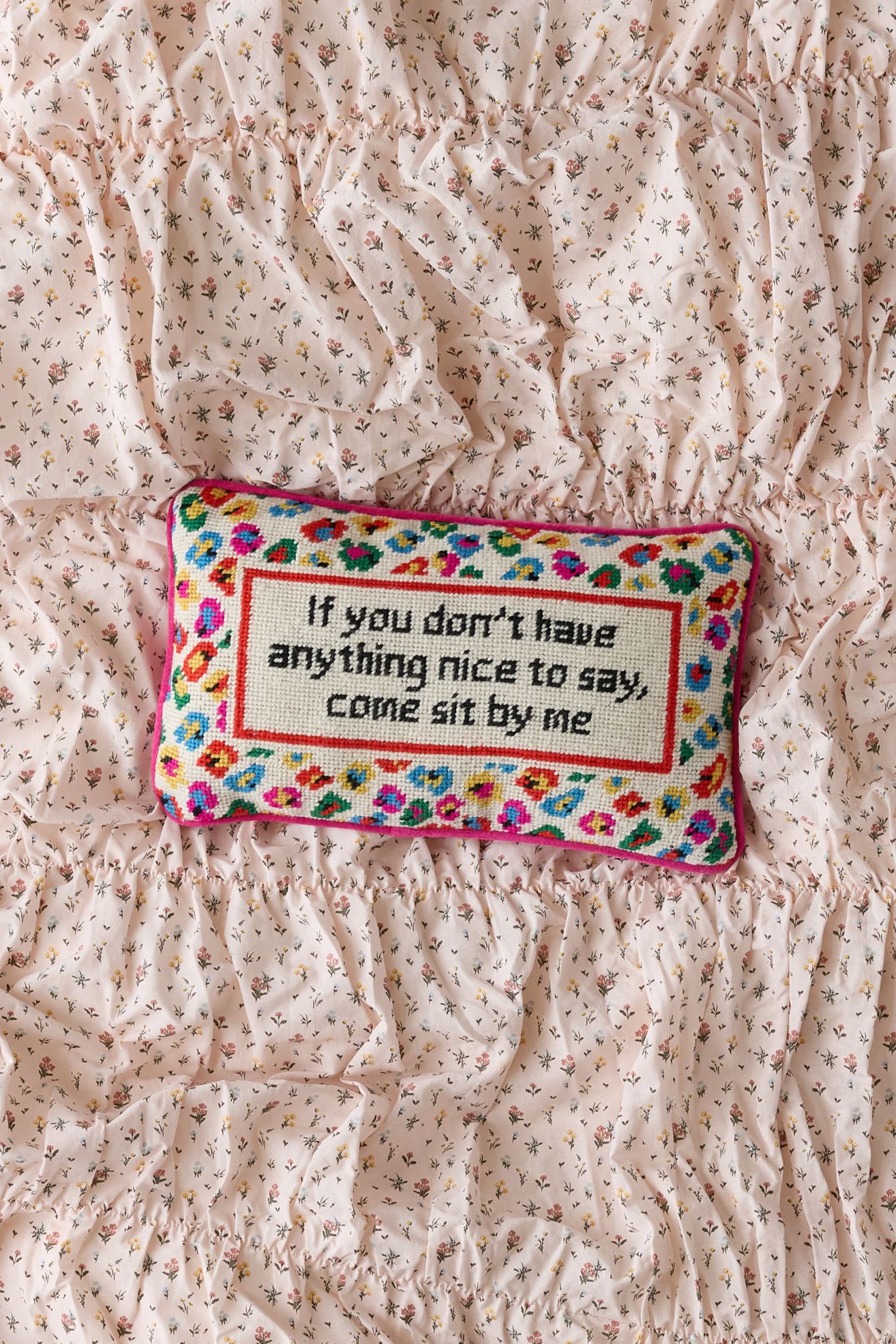 Needlepoint Throw Pillow By Furbish - Come Sit By Me, ONE SIZE