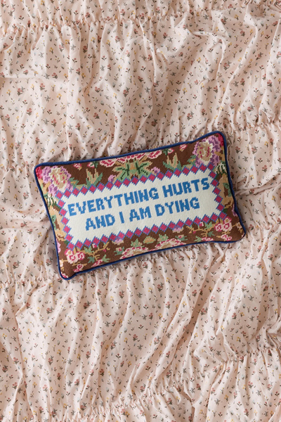 Furbish Needlepoint Throw Pillow By  In Everything Hurts At Urban Outfitters In Multi