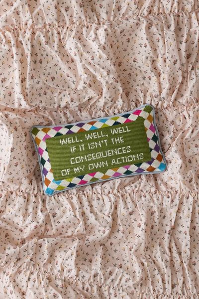 Furbish Needlepoint Throw Pillow By  In Light Blue At Urban Outfitters