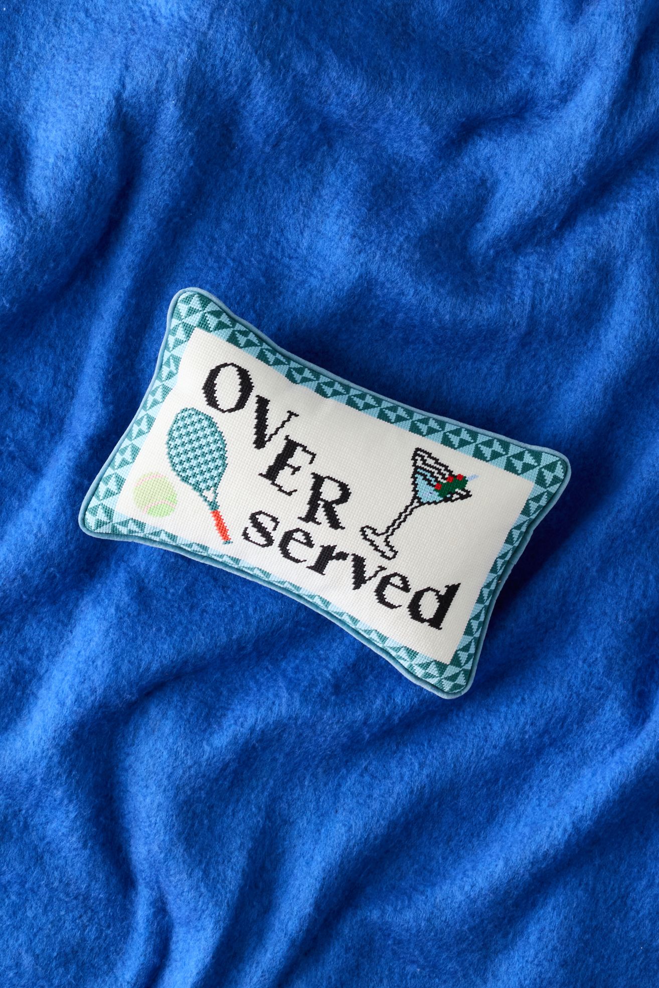 Needlepoint Throw Pillow By Furbish - Over Served, ONE SIZE