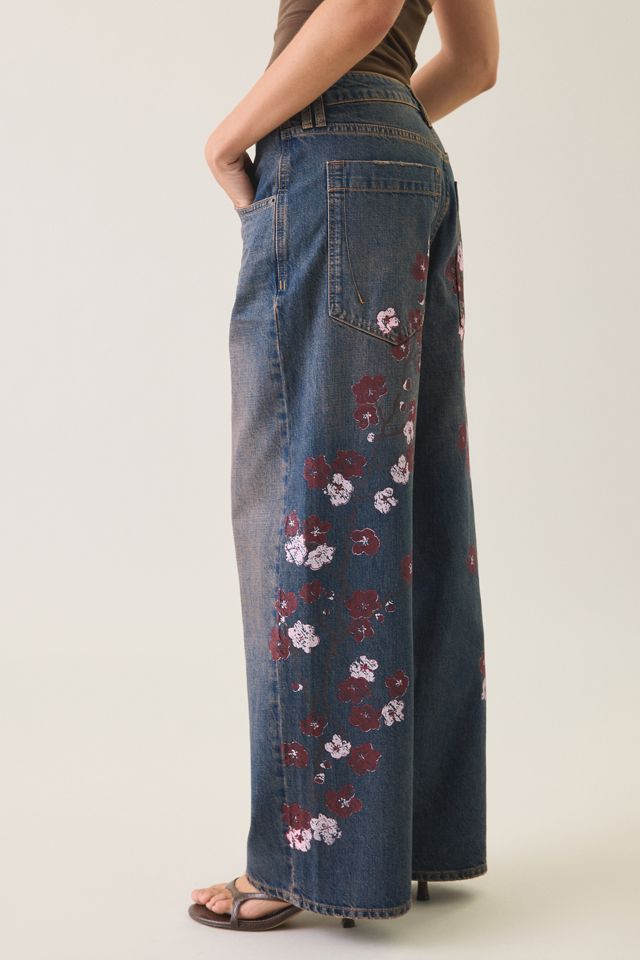 Jeans boyfriend amples Jaya à imprimé fleurs de cerisier BDG #2