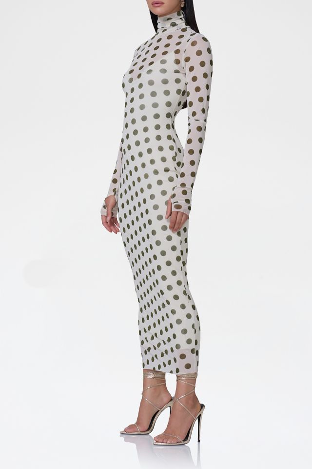 AFRM Shailene Birch Dot Mesh Bodycon Midi Dress #1