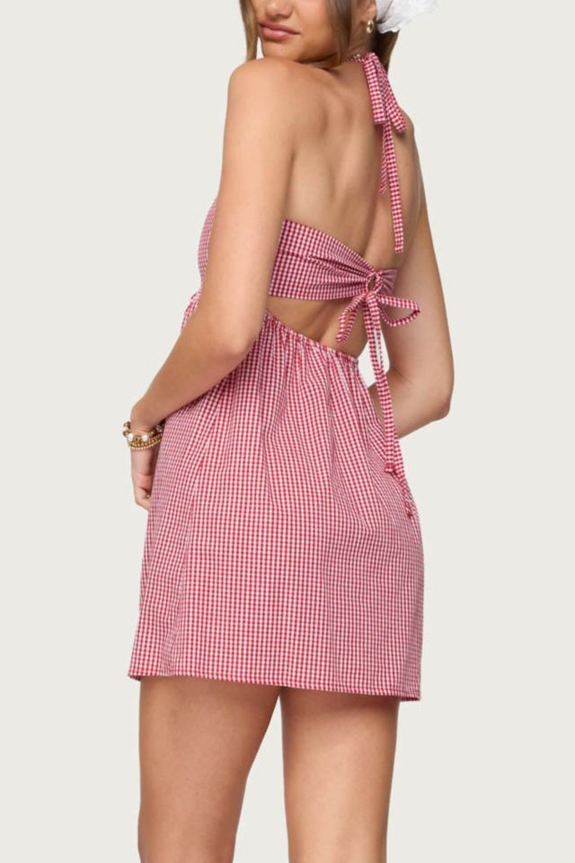 Edikted Rina Gingham Halter Mini Dress #2