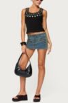 Edikted Ronan Zip Up Denim Mini Skort