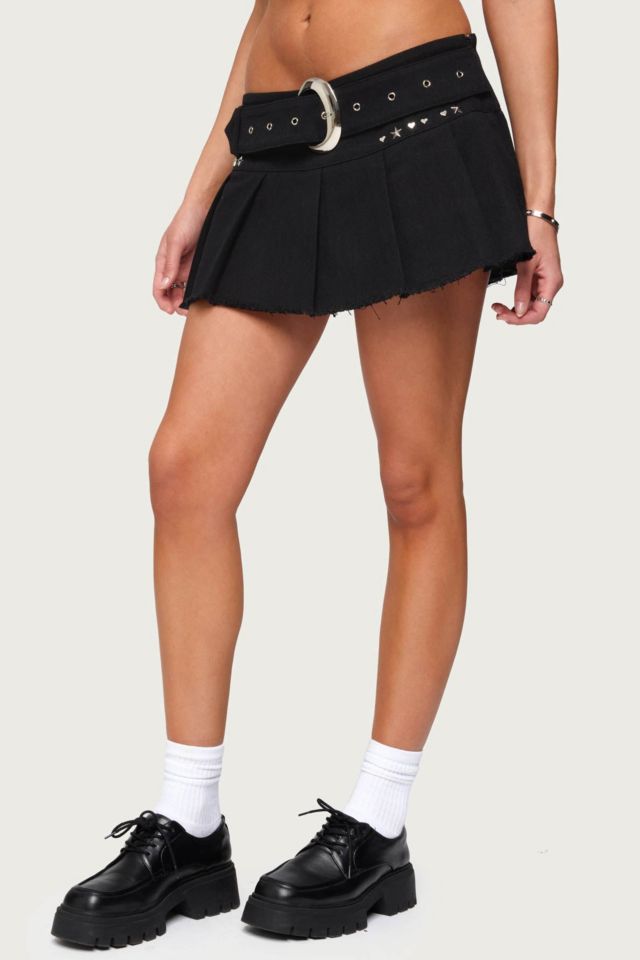 Edikted Kore Belt Pleated Denim Micro Skort #2