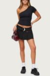 Edikted Kore Belt Pleated Denim Micro Skort