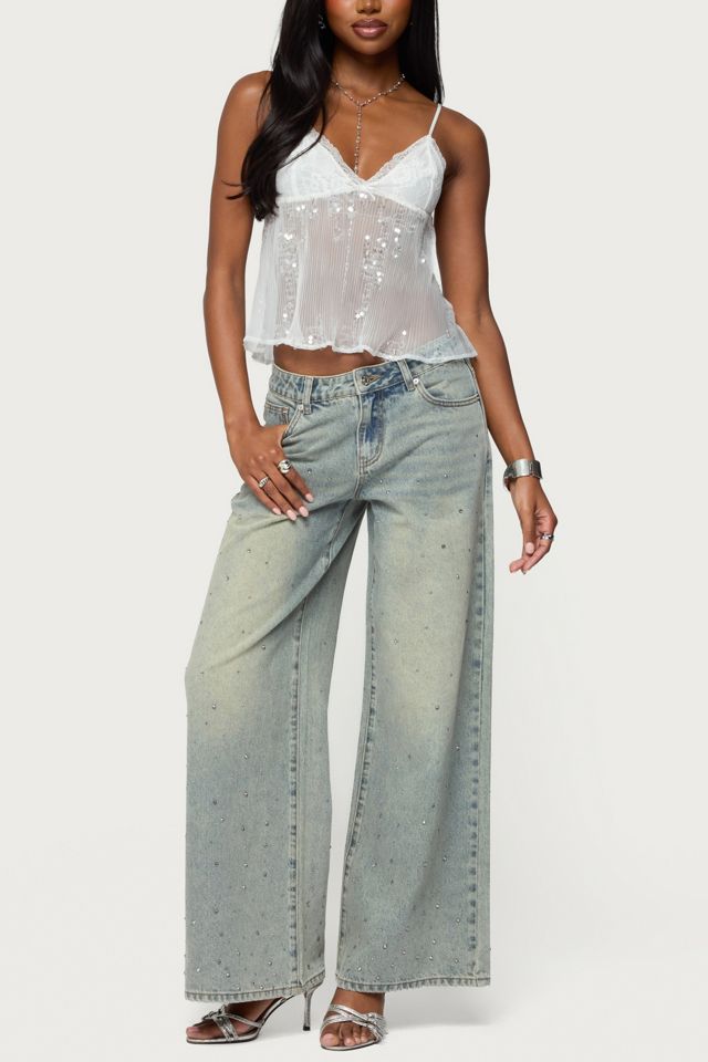 Edikted Sequin Sheer Mesh Babydoll Top #1