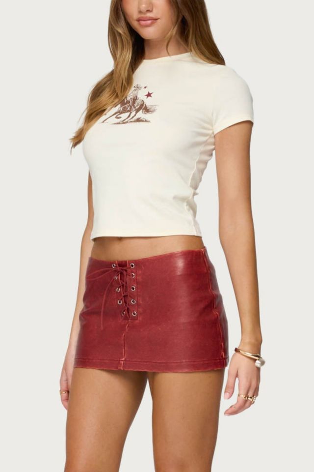 Edikted Lace Up Faux Leather Mini Skort #1