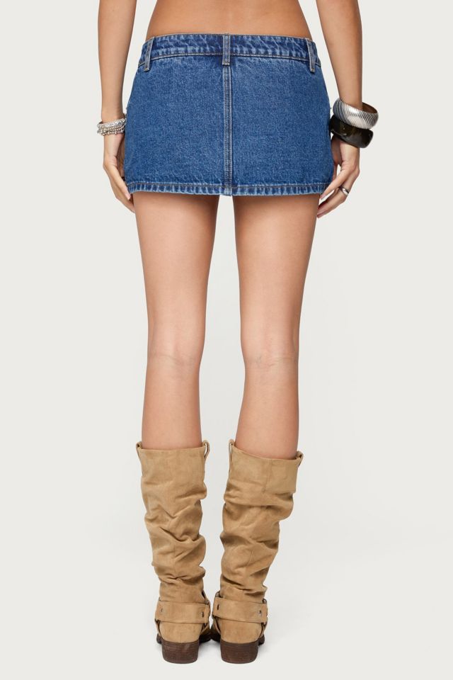 Edikted Studded Grommet Denim Mini Skort #3