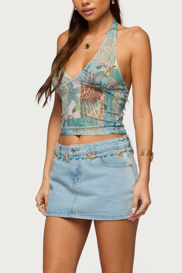 Edikted Catie Printed Mesh Halter Top #3
