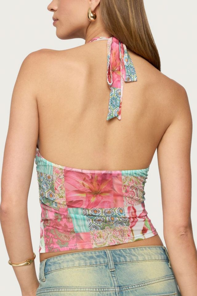 Edikted Catie Printed Mesh Halter Top #4