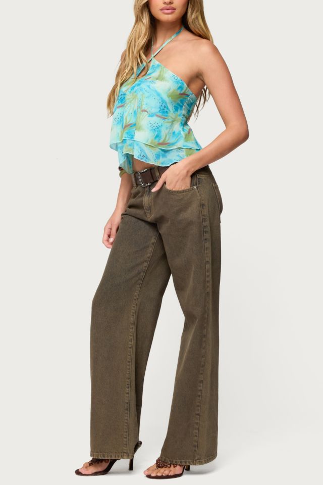Edikted Dragon Lily Layered Chiffon Halter Top #1