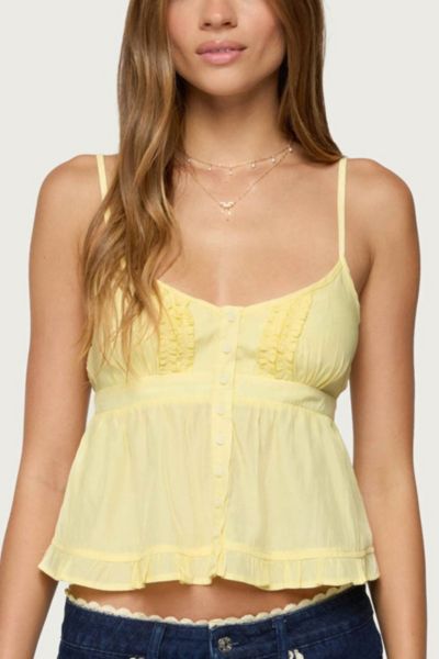Edikted Halsey Ruffle Babydoll Camisole In Yellow