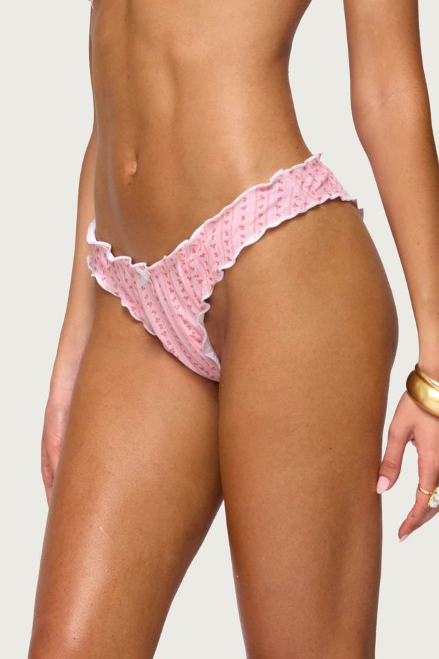 Edikted Pip Striped Ruffle Edge Bikini Bottom #3