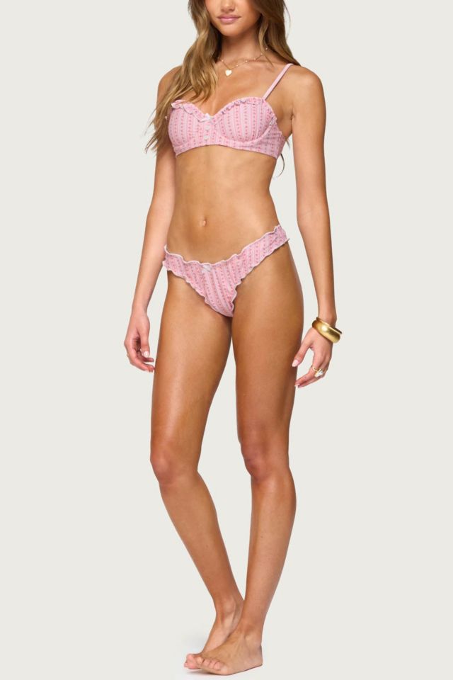 Edikted Pip Striped Ruffle Edge Bikini Bottom #4