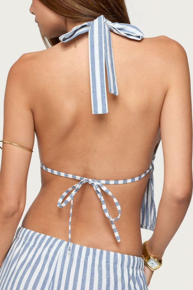 Edikted Macey Striped Split Front Backless Top #4
