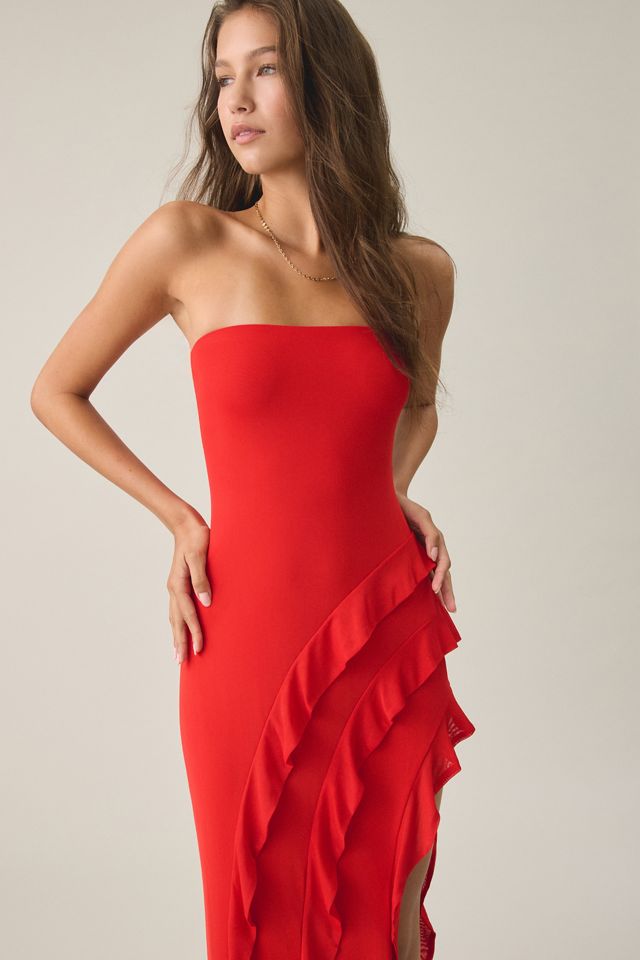 AFRM Siobhan Asymmetric Ruffle Strapless Maxi Dress #1