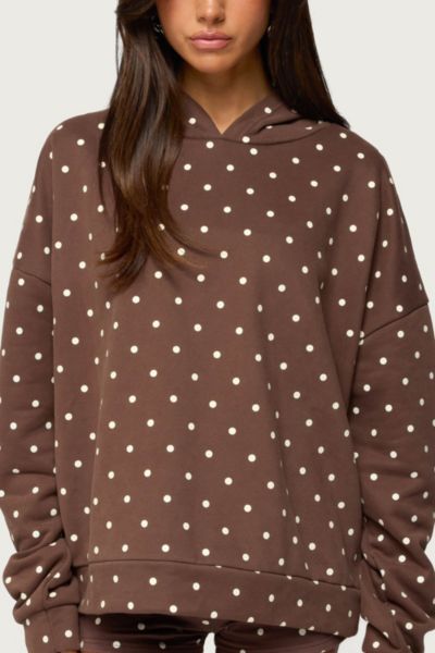 Edikted Chelsie Polka Dot Hoodie In Brown