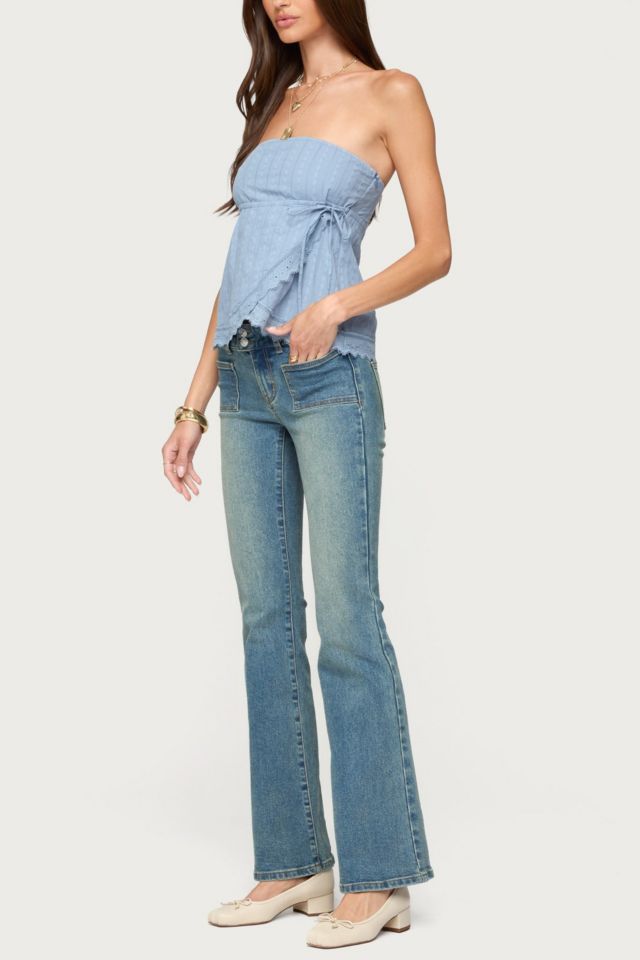 Edikted Narnie Striped Strapless Wrap Top #1